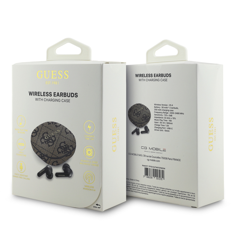 Guess Orjinal Lisanslı PU 4G Desenli Klasik Metal Yazı Logolu TWS Kulak İçi Bluetooth Kulaklık - 25