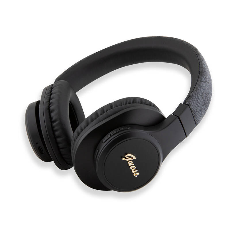 Guess Orjinal Lisanslı PU 4G Desenli Metal Yazı Logolu Tone On Tone Kulak Üstü Bluetooth Kulaklık - 4