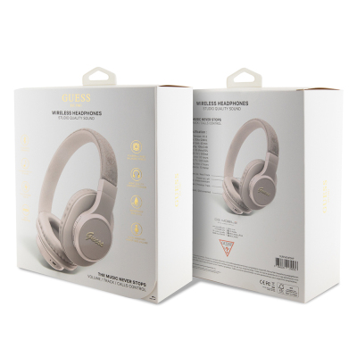Guess Orjinal Lisanslı PU 4G Desenli Metal Yazı Logolu Tone On Tone Kulak Üstü Bluetooth Kulaklık - 13