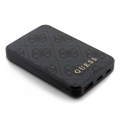 Guess Orjinal Lisanslı PU Deri 4G Desenli Metal Yazı Logolu Powerbank 5000mAh - 9