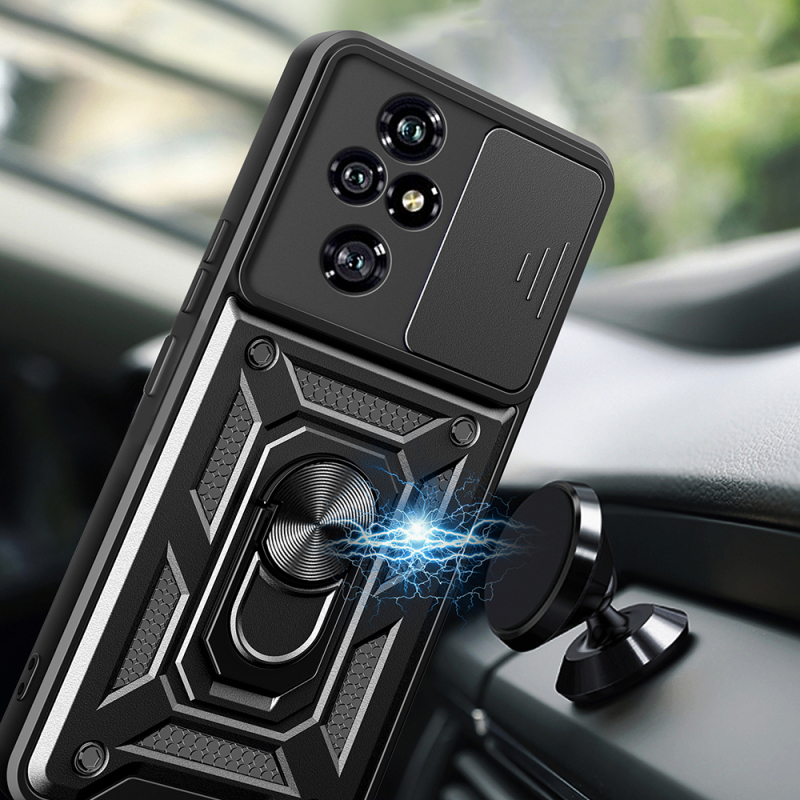 Honor 200 Pro Case with Magnetic Stand Camera Protection Zore Sürgülü Vega Cover - 6