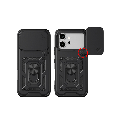 Honor 600 5G Case with Magnetic Stand and Camera Protection - Zore Sliding Vega Cover - 3