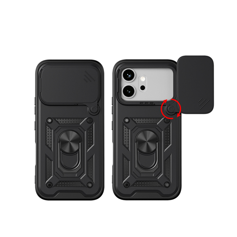 Honor 600 5G Kılıf Magnetik Standlı Kamera Korumalı Zore Sürgülü Vega Kapak - 3