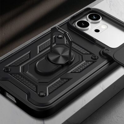 Honor 600 Pro 5G Kılıf Magnetik Standlı Kamera Korumalı Zore Sürgülü Vega Kapak - 6