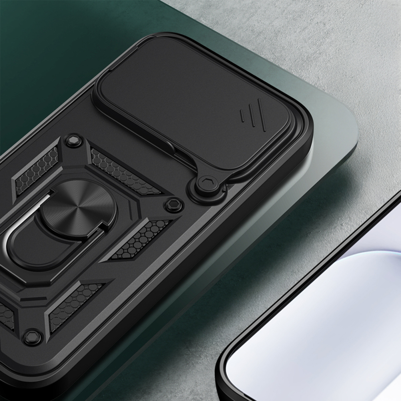 Honor 600 Pro 5G Kılıf Magnetik Standlı Kamera Korumalı Zore Sürgülü Vega Kapak - 5