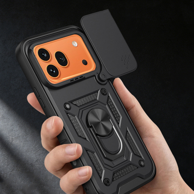 Honor 600 Pro 5G Kılıf Magnetik Standlı Kamera Korumalı Zore Sürgülü Vega Kapak - 6
