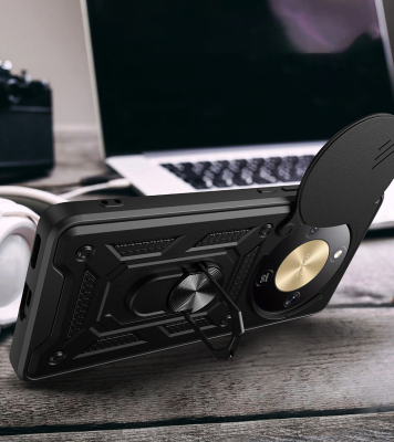 Honor Magic 8 Lite 5G Case with Magnetic Stand and Camera Protection - Zore Vega Sliding Cover - 5