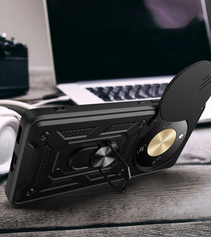 Honor Magic 8 Lite 5G Case with Magnetic Stand and Camera Protection - Zore Vega Sliding Cover - 5