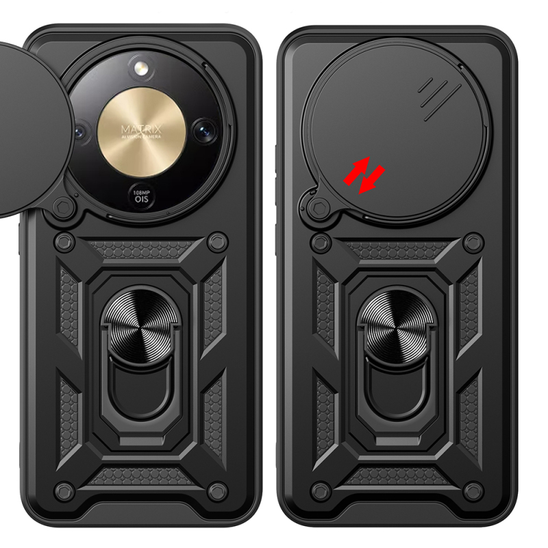 Honor Magic 8 Lite 5G Case with Magnetic Stand and Camera Protection - Zore Vega Sliding Cover - 8