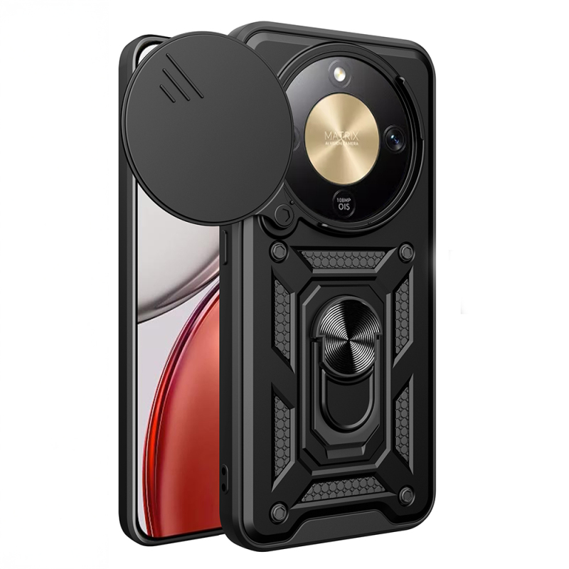 Honor Magic 8 Lite 5G Case with Magnetic Stand and Camera Protection - Zore Vega Sliding Cover - 1