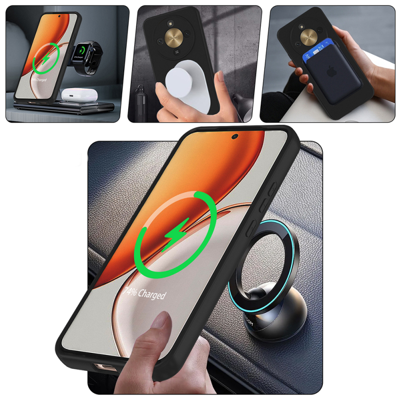 Honor Magic 8 Lite 5G Kılıf M-safe Şarj Özellikli Standlı Zore Samara Kapak - 8