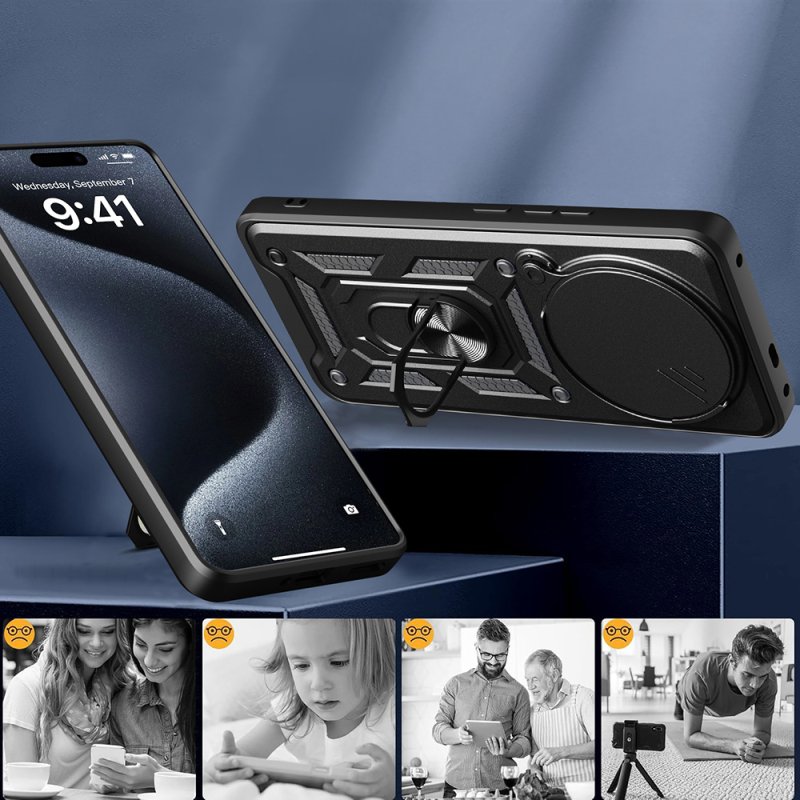 Honor X9C Case Magnetic Stand Camera Protection Zore Sürgülü Vega Cover - 4