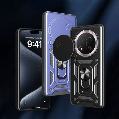 Honor X9C Case Magnetic Stand Camera Protection Zore Sürgülü Vega Cover - 11