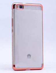 Huawei P8 Lite Kılıf Zore Kenarı Tek Sıra Taşlı Silikon - 5