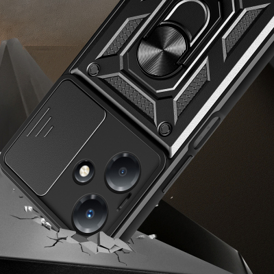 İnfinix Hot 30 Play Kılıf Magnetik Standlı Kamera Korumalı Zore Sürgülü Vega Kapak - 6