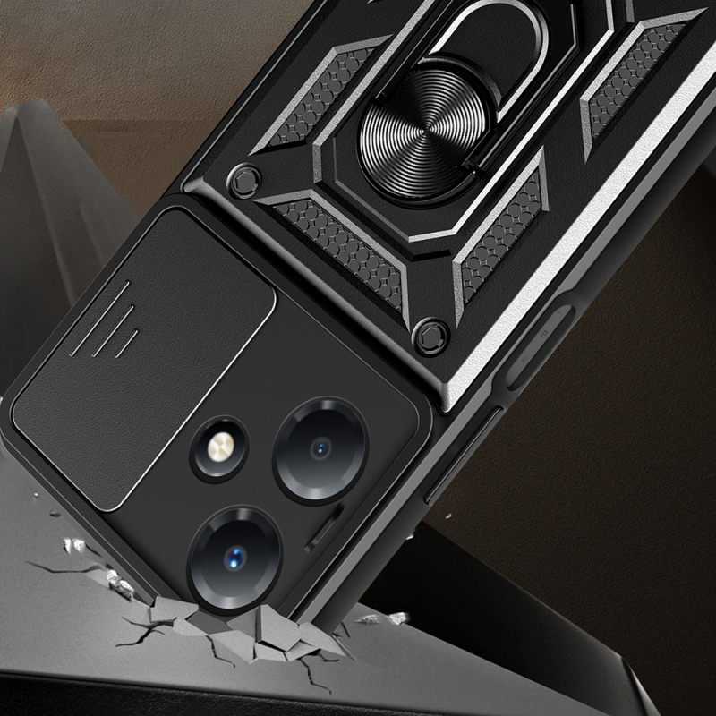 İnfinix Hot 30 Play Kılıf Magnetik Standlı Kamera Korumalı Zore Sürgülü Vega Kapak - 6