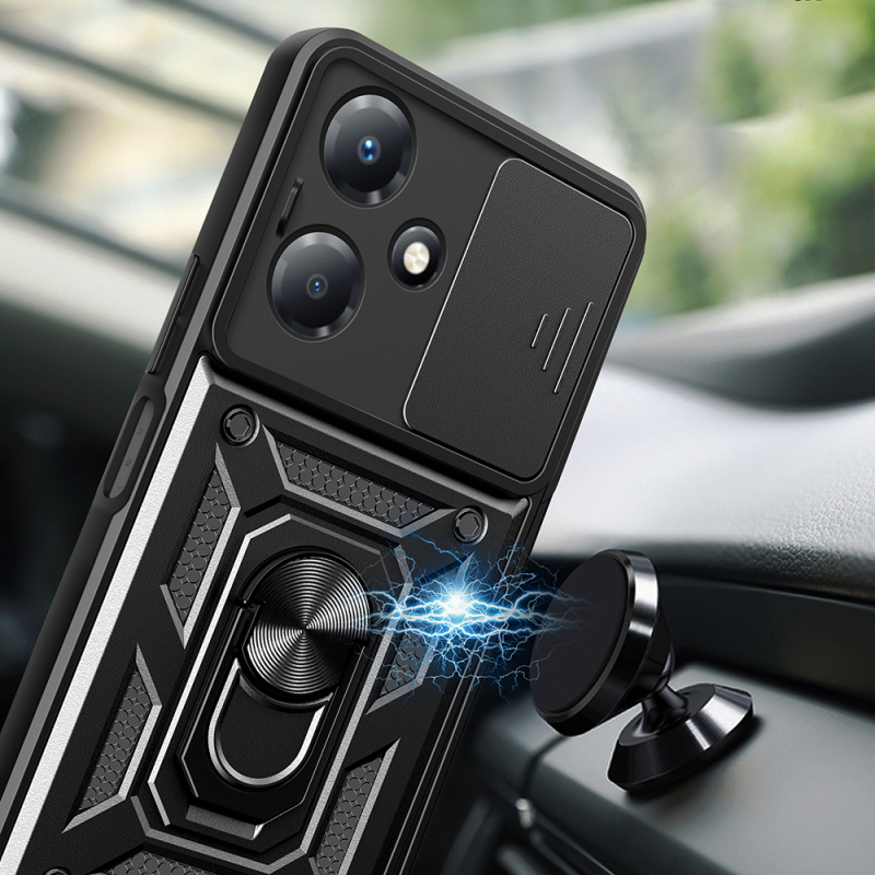 İnfinix Hot 30 Play Kılıf Magnetik Standlı Kamera Korumalı Zore Sürgülü Vega Kapak - 7