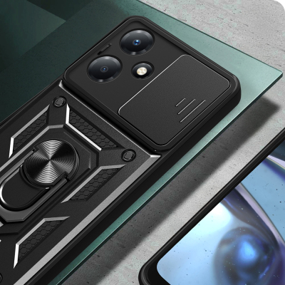 İnfinix Hot 30 Play Kılıf Magnetik Standlı Kamera Korumalı Zore Sürgülü Vega Kapak - 8