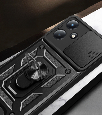 İnfinix Hot 30 Play Kılıf Magnetik Standlı Kamera Korumalı Zore Sürgülü Vega Kapak - 10
