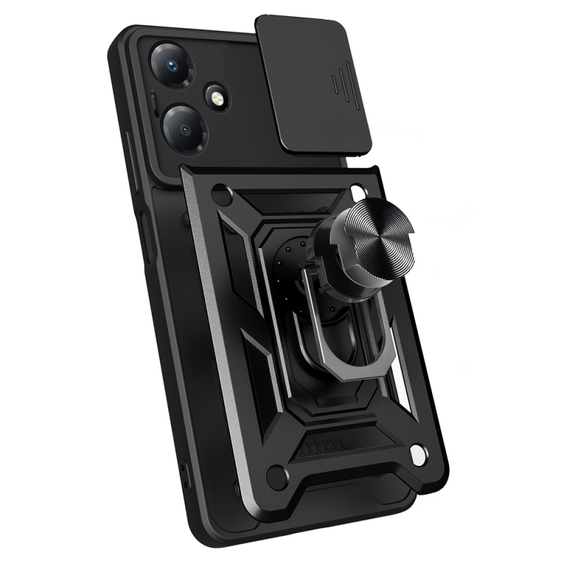 İnfinix Hot 30 Play Kılıf Magnetik Standlı Kamera Korumalı Zore Sürgülü Vega Kapak - 4