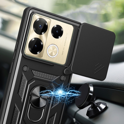 Infinix Note 40 Pro Case with Magnetic Stand Camera Protection Zore Sürgülü Vega Cover - 6