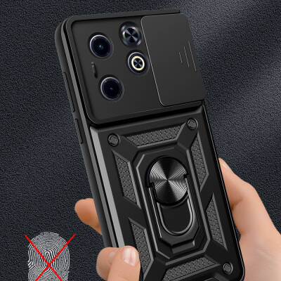 Infinix Smart 8 Case with Magnetic Stand Camera Protection Zore Sliding Vega Cover - 6