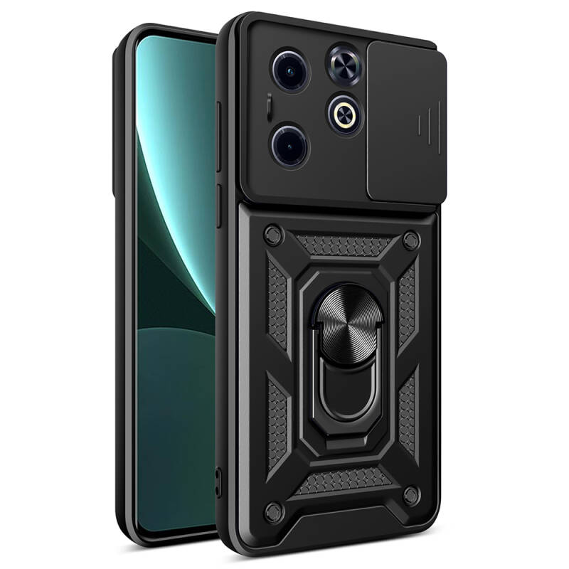 Infinix Smart 8 Case with Magnetic Stand Camera Protection Zore Sliding Vega Cover - 1