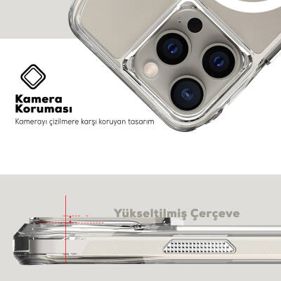 iPhone 15 Pro Cover Magsafe Charging Featured Airbag Transparent Zore İncek Cover - 7