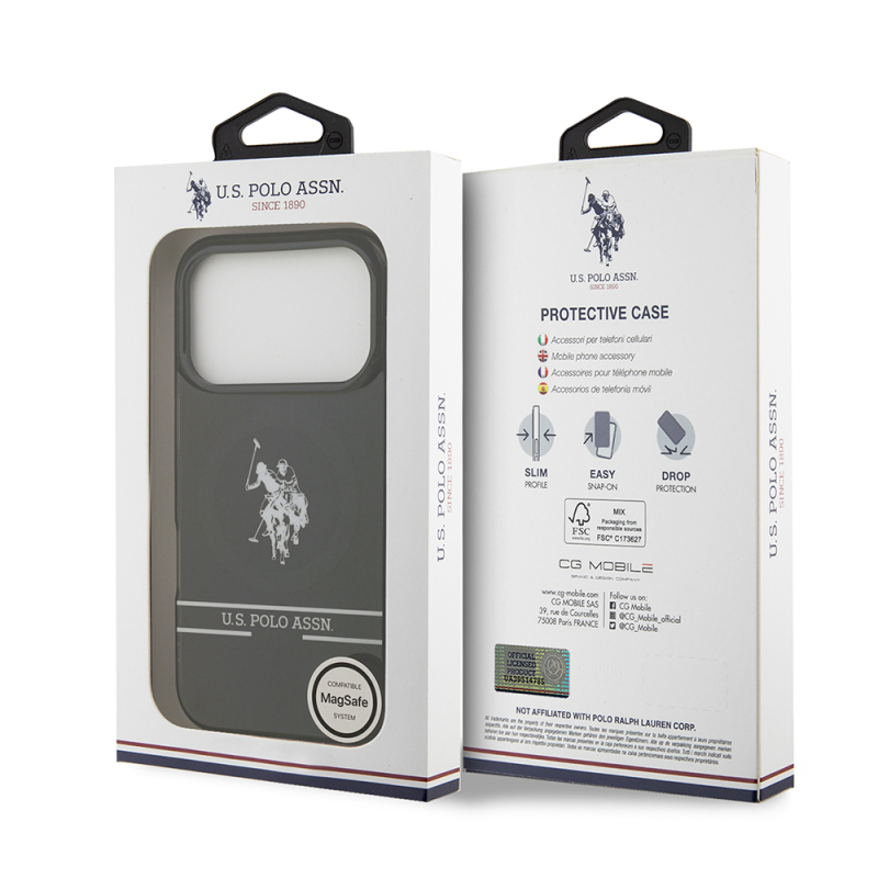 Apple iPhone 17 Pro Case U.S. Polo Assn. Original Licensed M-Safe Charging Feature IML Double Horse Stripe Logo Ring Cover - 9