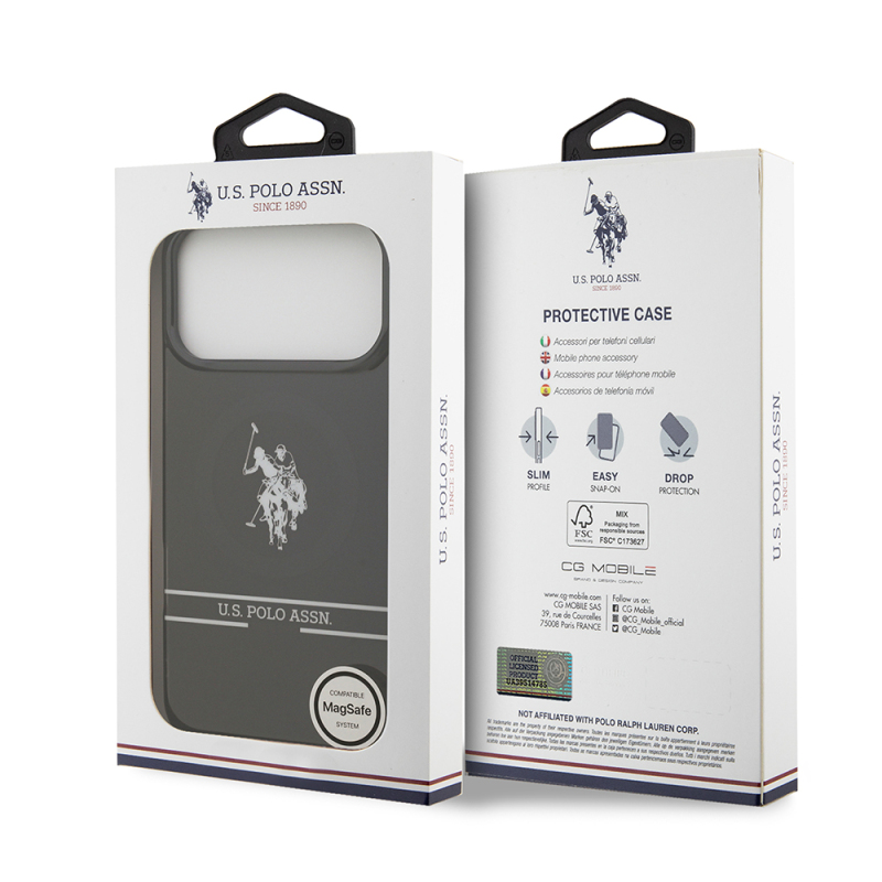 Apple iPhone 17 Pro Max Case U.S. Polo Assn. Original Licensed M-Safe Charging Feature IML Double Horse Stripe Logo Cover - 9