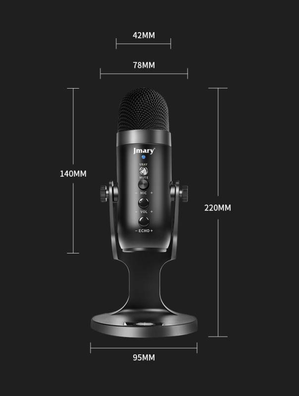 Jmary MC-PW8 Noise Canceling Anti-Shock Technology Plug and Play Echo Studio Microphone - 9