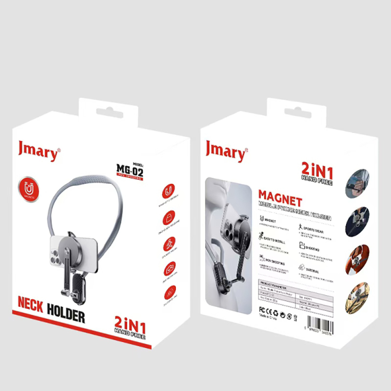 Jmary MG-02 2in1 Eller Serbest Magnetik Boyun Askılı Telefon Tutucu - 5