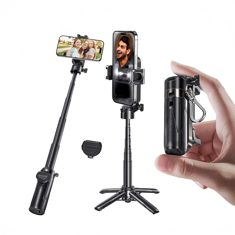 Jmary MT-18 360 Derece Dönebilen Kumandalı Selfie Çubuğu ve Tripod - 1