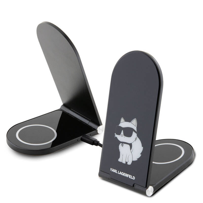 Karl Lagerfeld Original Licensed Foldable Magnetic Wireless Charging Stand with Printed Iconic Choupette Logo - 1