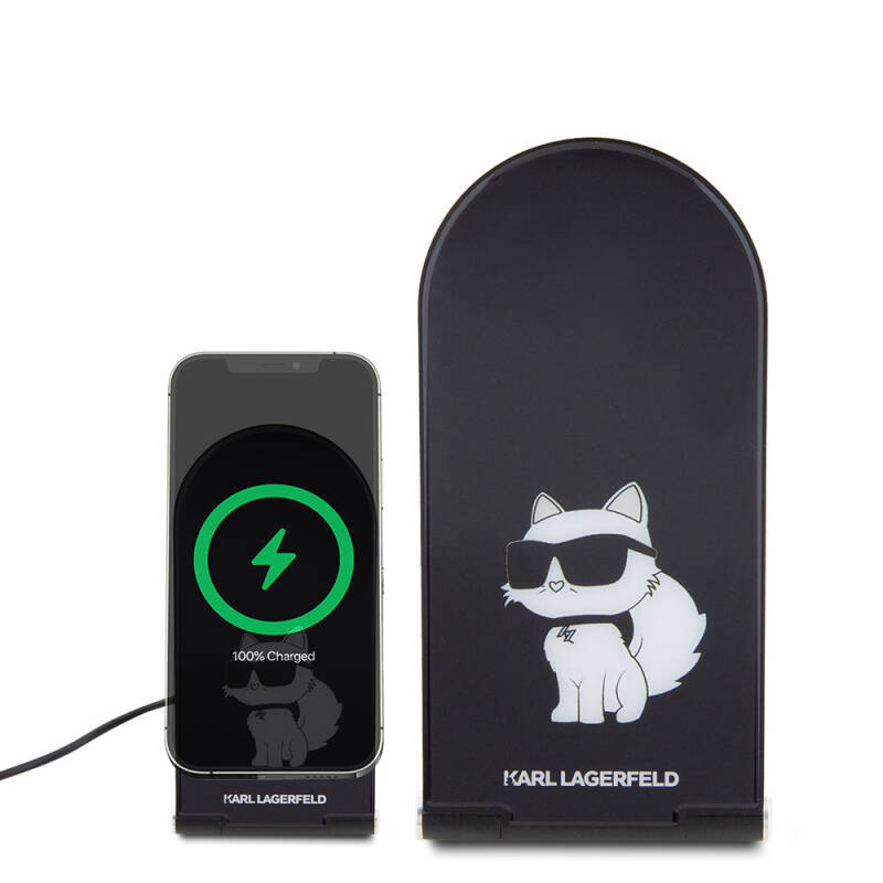 Karl Lagerfeld Original Licensed Foldable Magnetic Wireless Charging Stand with Printed Iconic Choupette Logo - 3