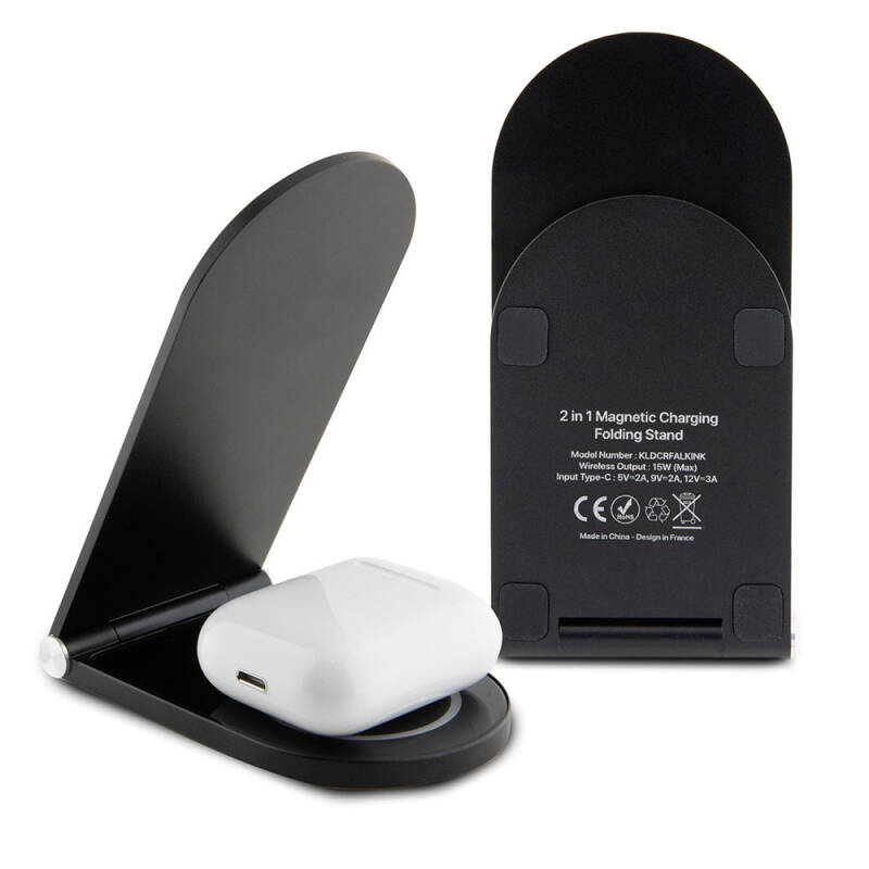 Karl Lagerfeld Original Licensed Foldable Printed Magnetic Wireless Charging Stand with Iconic Karl Logo - 4