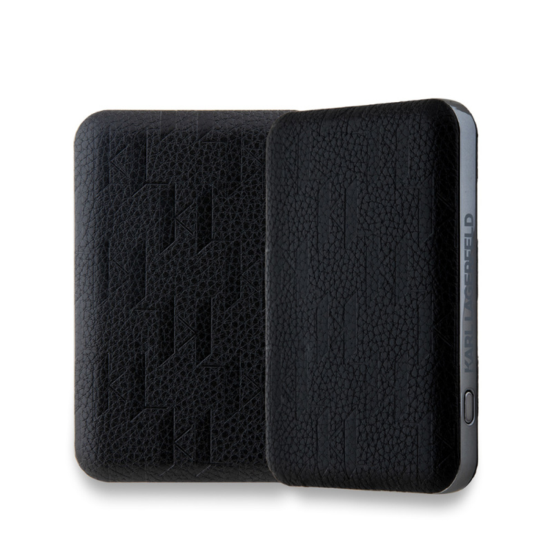 Karl Lagerfeld Original Licensed Magsafe Charging Feature LED Light Display Metal Logo PU Leather Powerbank 5000mAh - 4