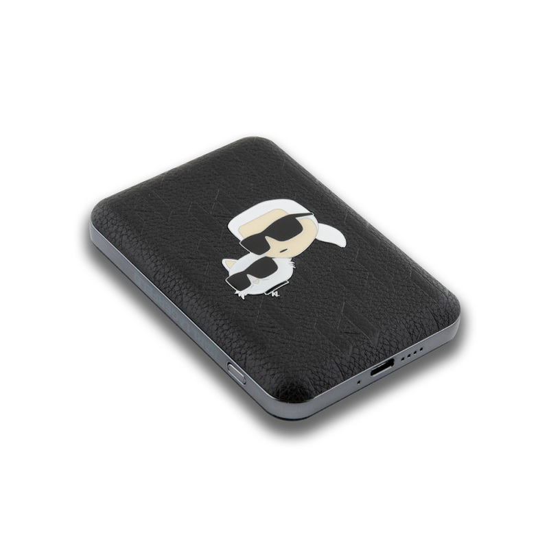 Karl Lagerfeld Orjinal Lisanslı M-safe Şarj Özellikli Led Işık Göstergeli Metal Logolu PU Deri Powerbank 5000mAh - 5