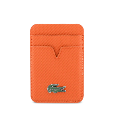 Lacoste Original Licensed 2-Compartment PU Piqué Pattern Magnetic Card Holder with Iconic Crocodile Weave Logo - 2