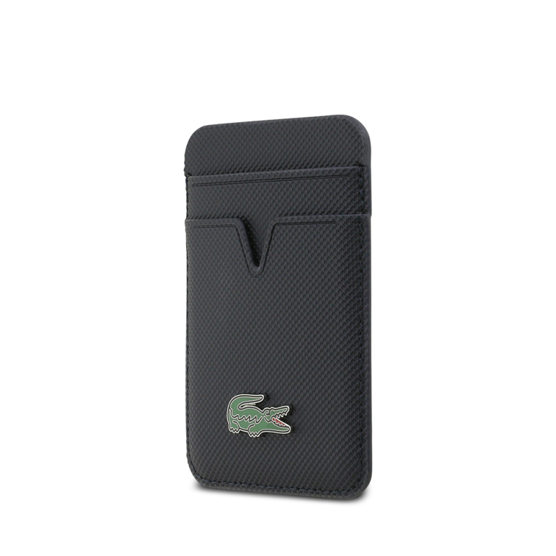 Lacoste Original Licensed 2-Compartment PU Piqué Pattern Magnetic Card Holder with Iconic Crocodile Weave Logo - 6