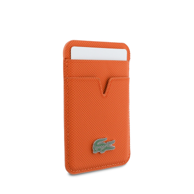 Lacoste Original Licensed 2-Compartment PU Piqué Pattern Magnetic Card Holder with Iconic Crocodile Weave Logo - 3