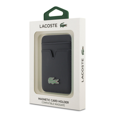 Lacoste Original Licensed 2-Compartment PU Piqué Pattern Magnetic Card Holder with Iconic Crocodile Weave Logo - 10