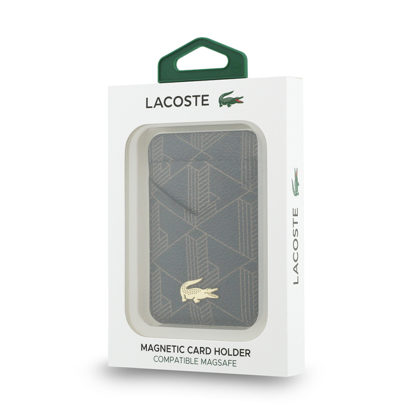 Lacoste Orjinal Lisanslı 2 Hazneli PVC Karışık Monogram Desenli Magnetik Kartlık - 5