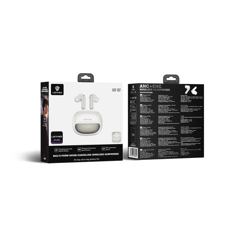 Lenyes Air 107 In-Ear Bluetooth Headphones with ANC/ENC Technology and 360-Degree Panoramic Sound v6.0 - 6