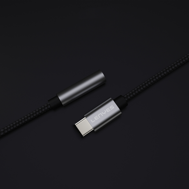 Lenyes AX105 Type-C to 3.5mm Aux Çevirici Örgülü Ses Adaptörü - 3