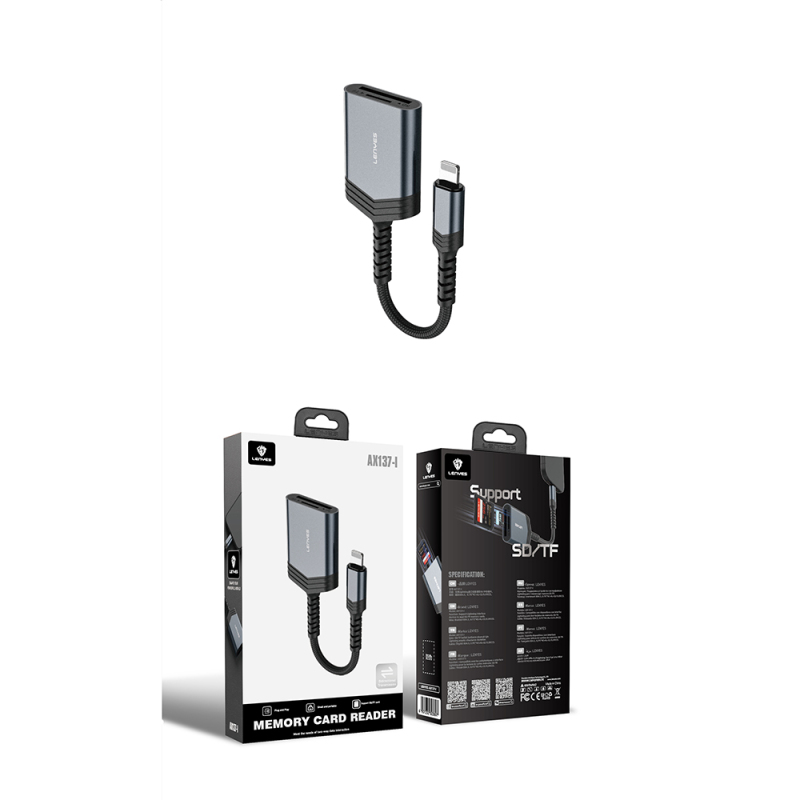 Lenyes AX137 2in1 Lightning to TF/SD Kart Çevirici Dönüştürücü - 4
