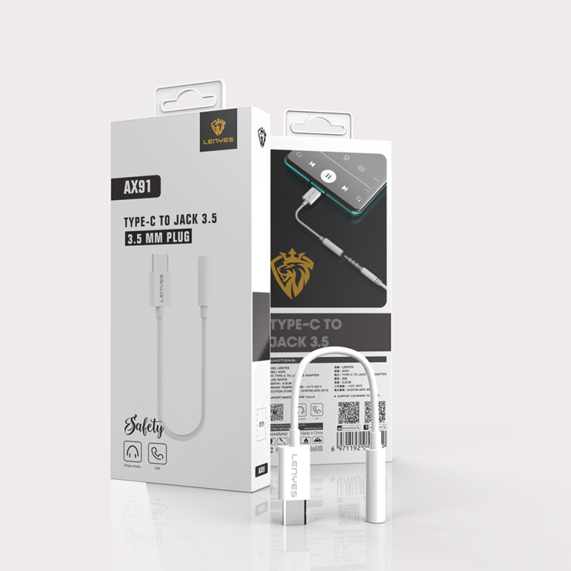 Lenyes AX91 Type-C to 3.5mm Hi-Fi Aux Çevirici Ses Adaptörü - 3