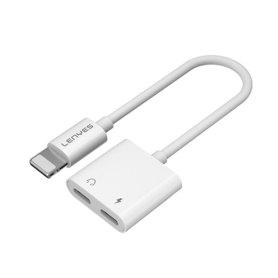 Lenyes AX92 Lightning to Lightning 2in1 Charging and Headphone Converter Adapter - 2