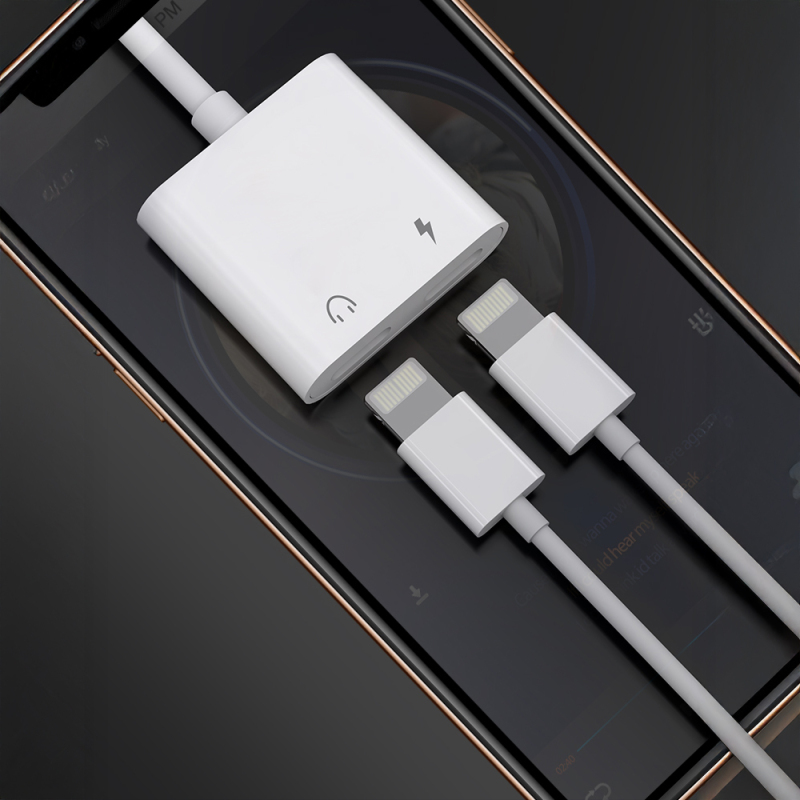 Lenyes AX92 Lightning to Lightning 2in1 Şarj ve Kulaklık Dönüştürücü Adaptör - 6