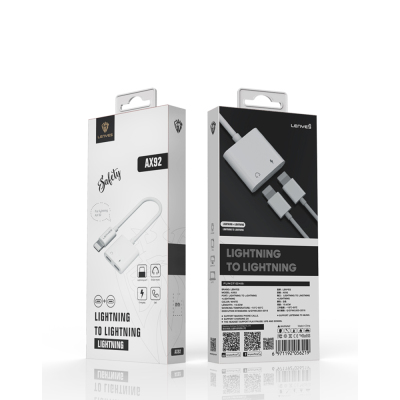 Lenyes AX92 Lightning to Lightning 2in1 Şarj ve Kulaklık Dönüştürücü Adaptör - 9